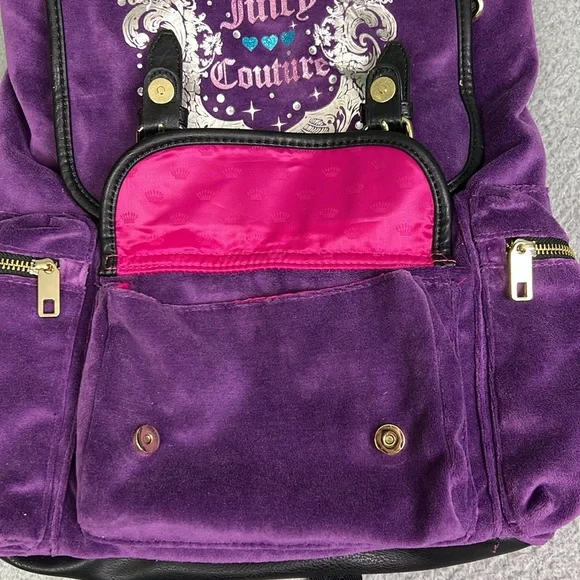 NWT Y2K Purple Velour Juicy Couture Backpack - Picture 2 of 5